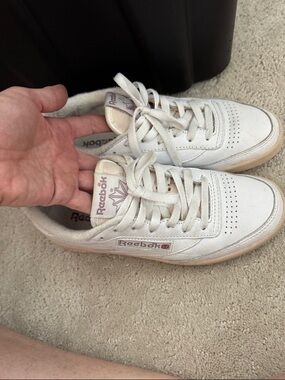 Reebok White Sneakers with Light Pink Accents